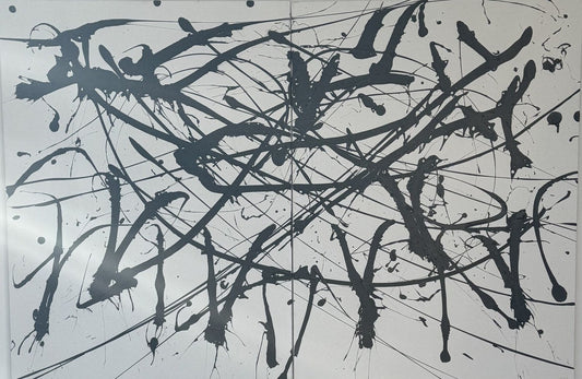 Never Enough (2016) by Charles Black — diptych, two panels of acrylic on canvas, 60 × 48 in overall