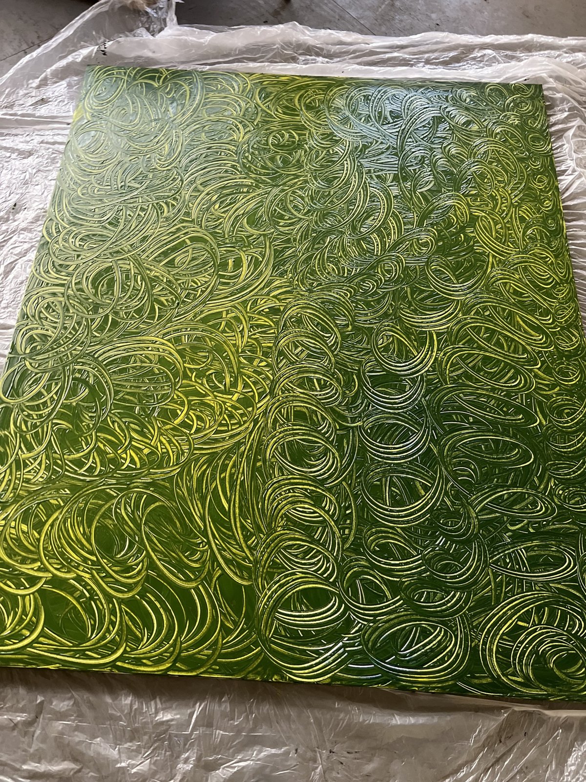 Green swirl, in progress